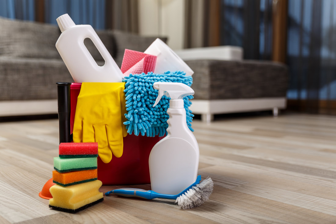 Janitorial supplies for a residential clean